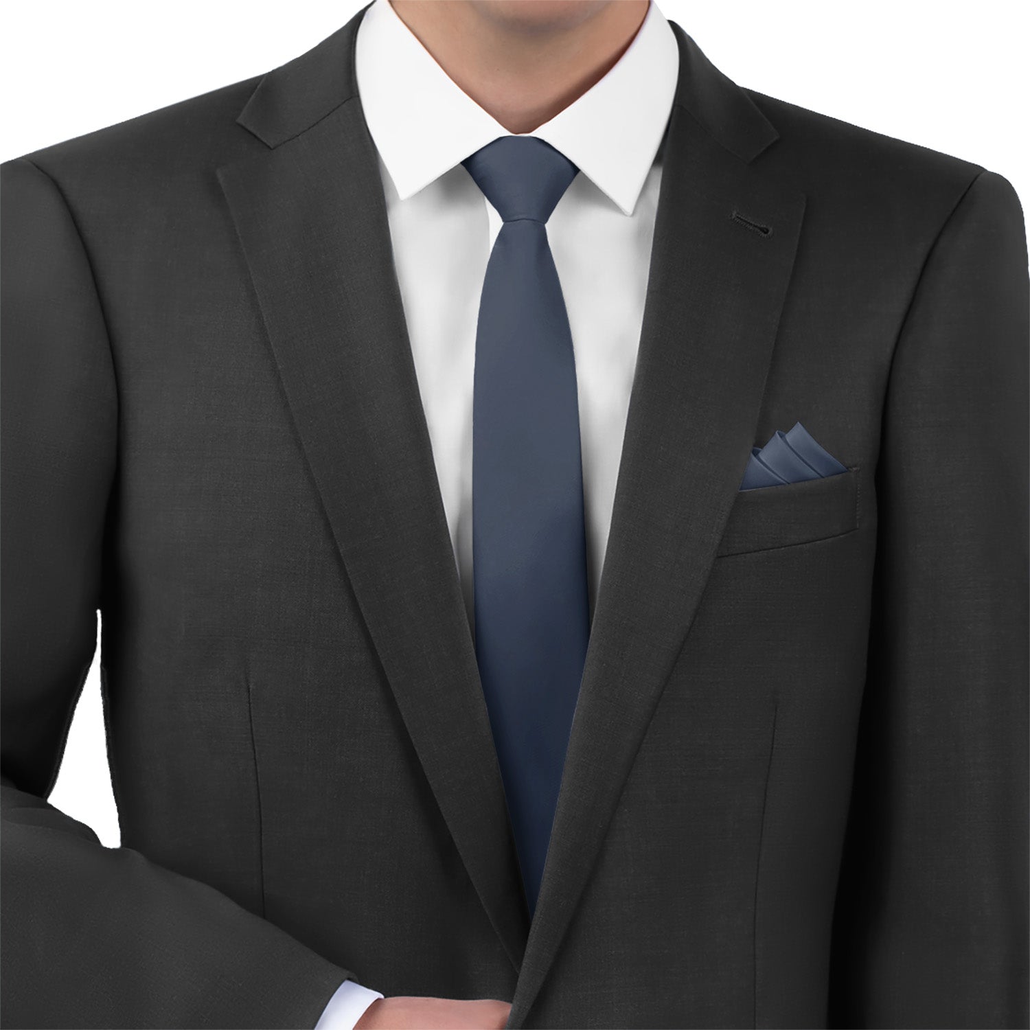 Azazie Dark Navy Necktie - Matching Pocket Square - Knotty Tie Co.