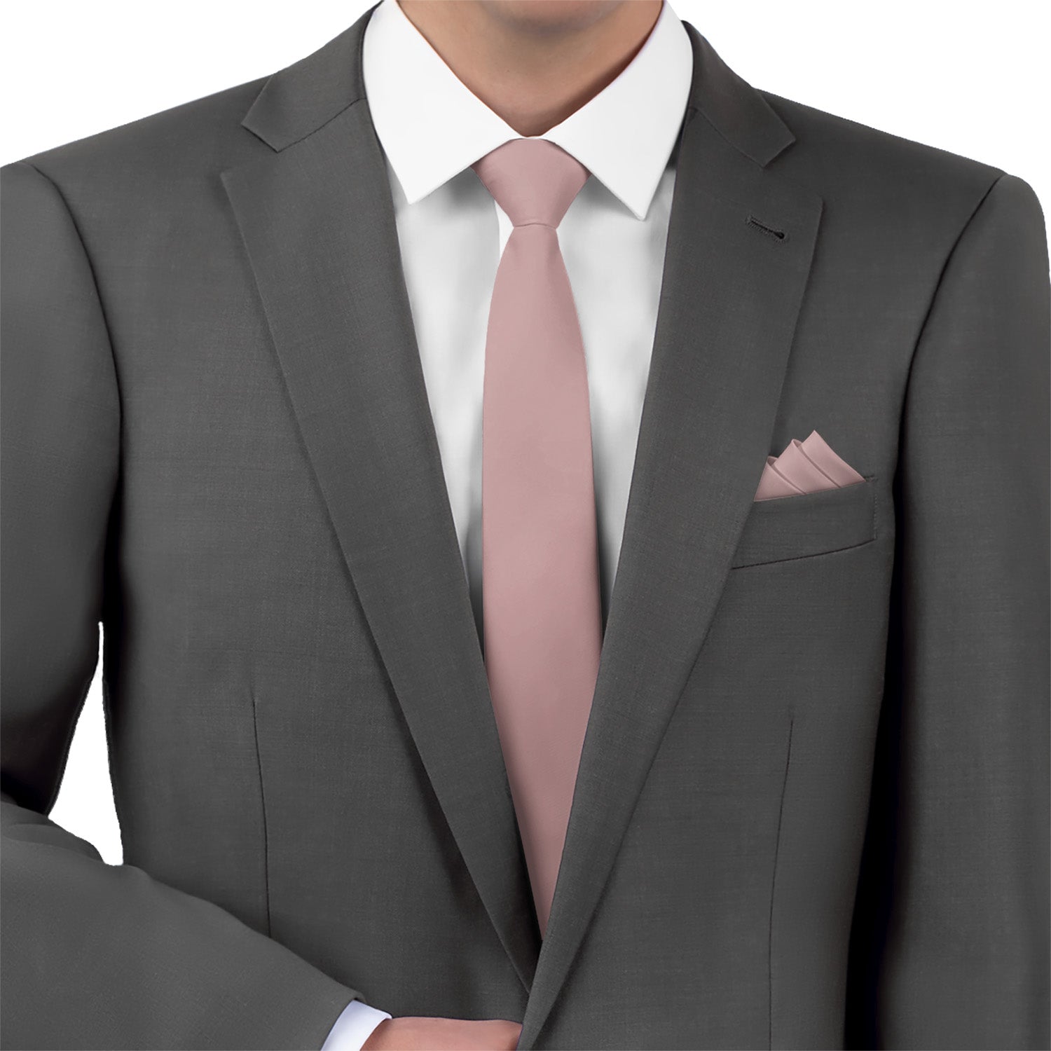 Azazie Dusty Rose Necktie - Matching Pocket Square - Knotty Tie Co.