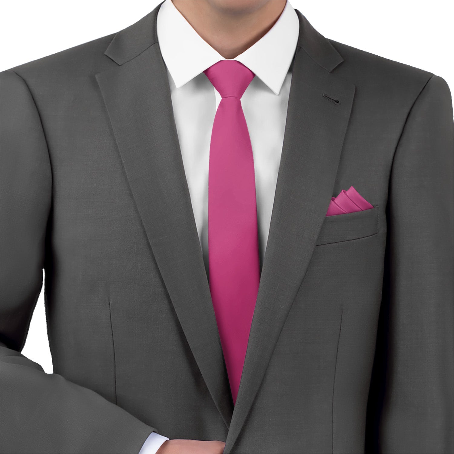 Azazie Fuchsia Necktie - Matching Pocket Square - Knotty Tie Co.
