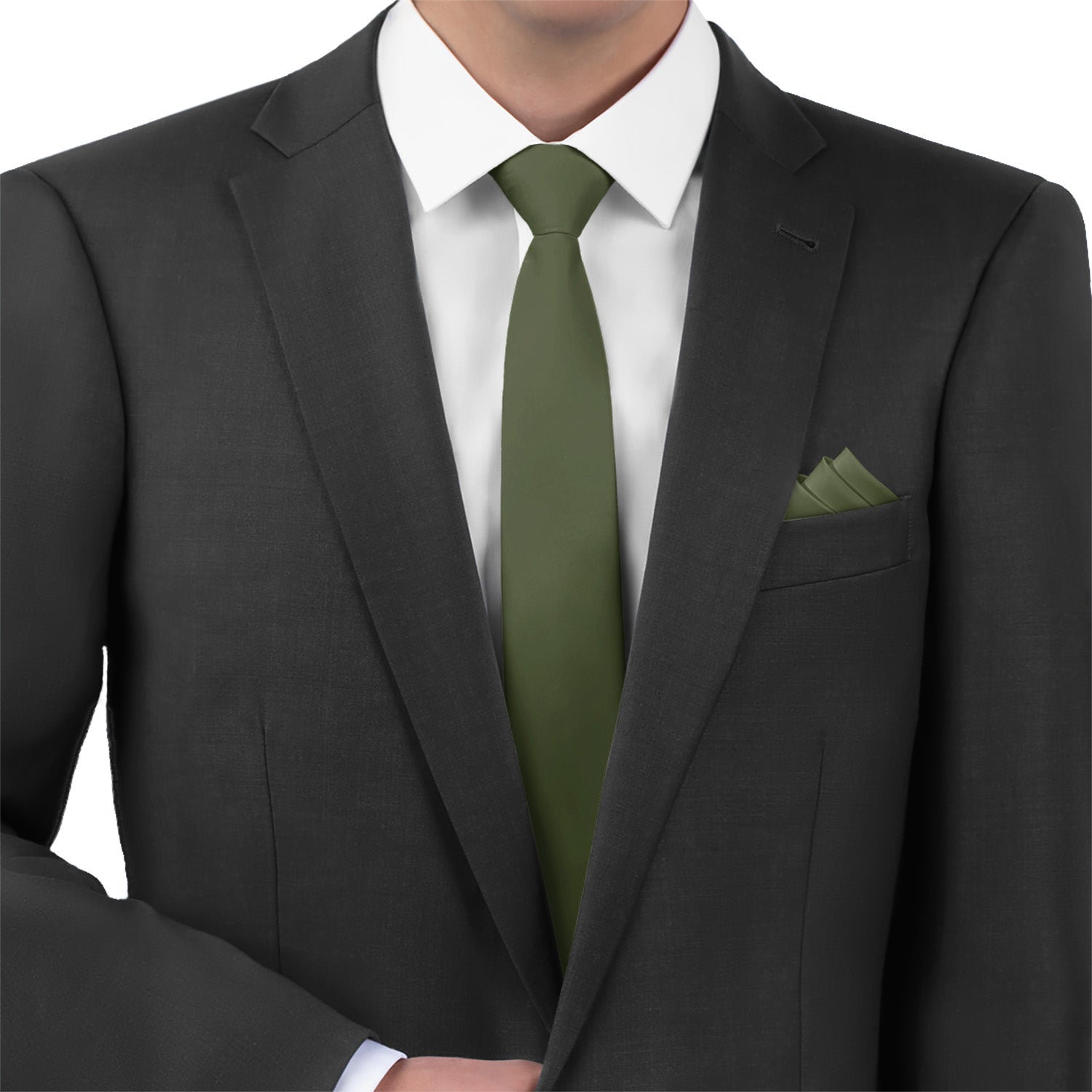 Azazie Olive Necktie - Matching Pocket Square - Knotty Tie Co.