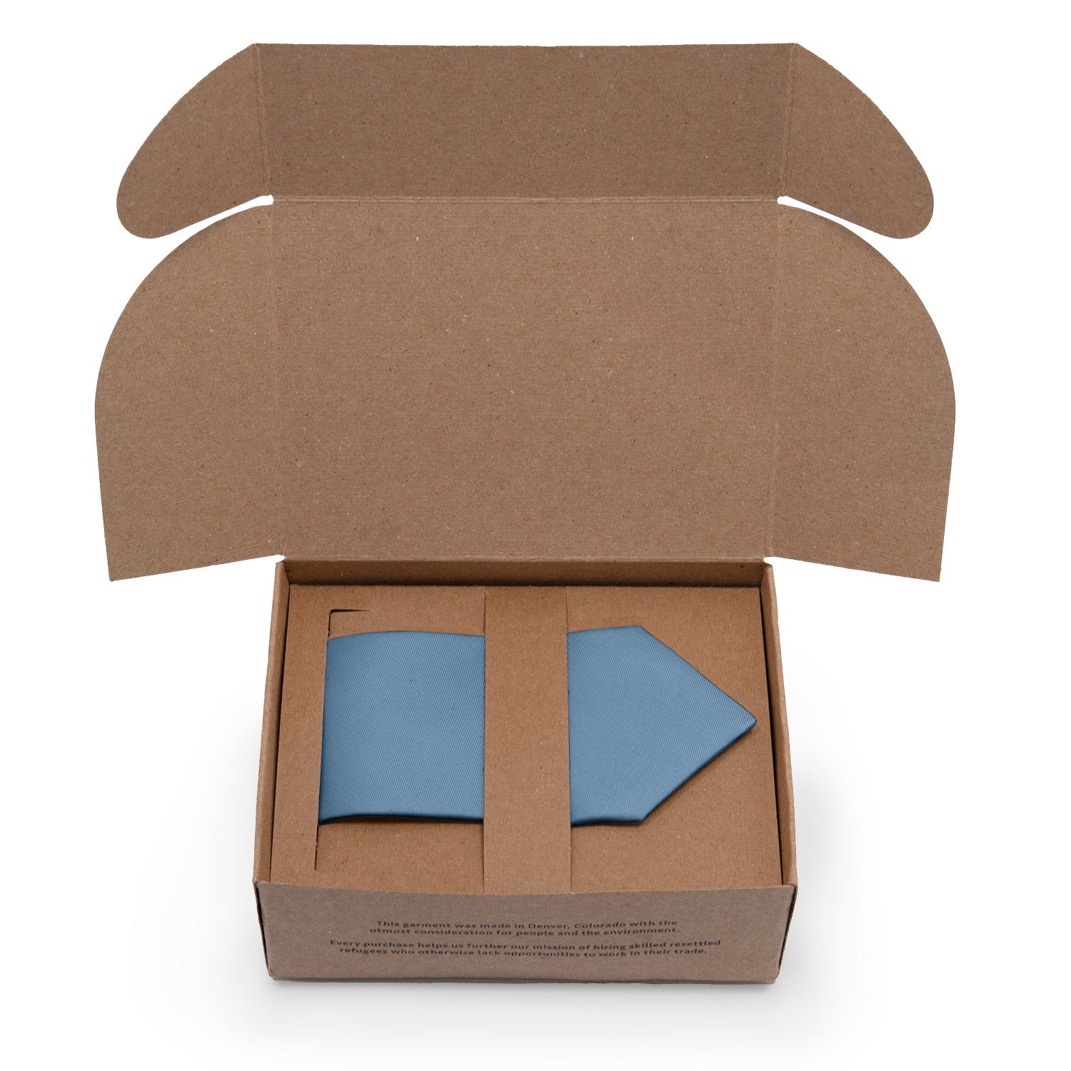 Azazie Steel Blue Necktie - Packaging - Knotty Tie Co.