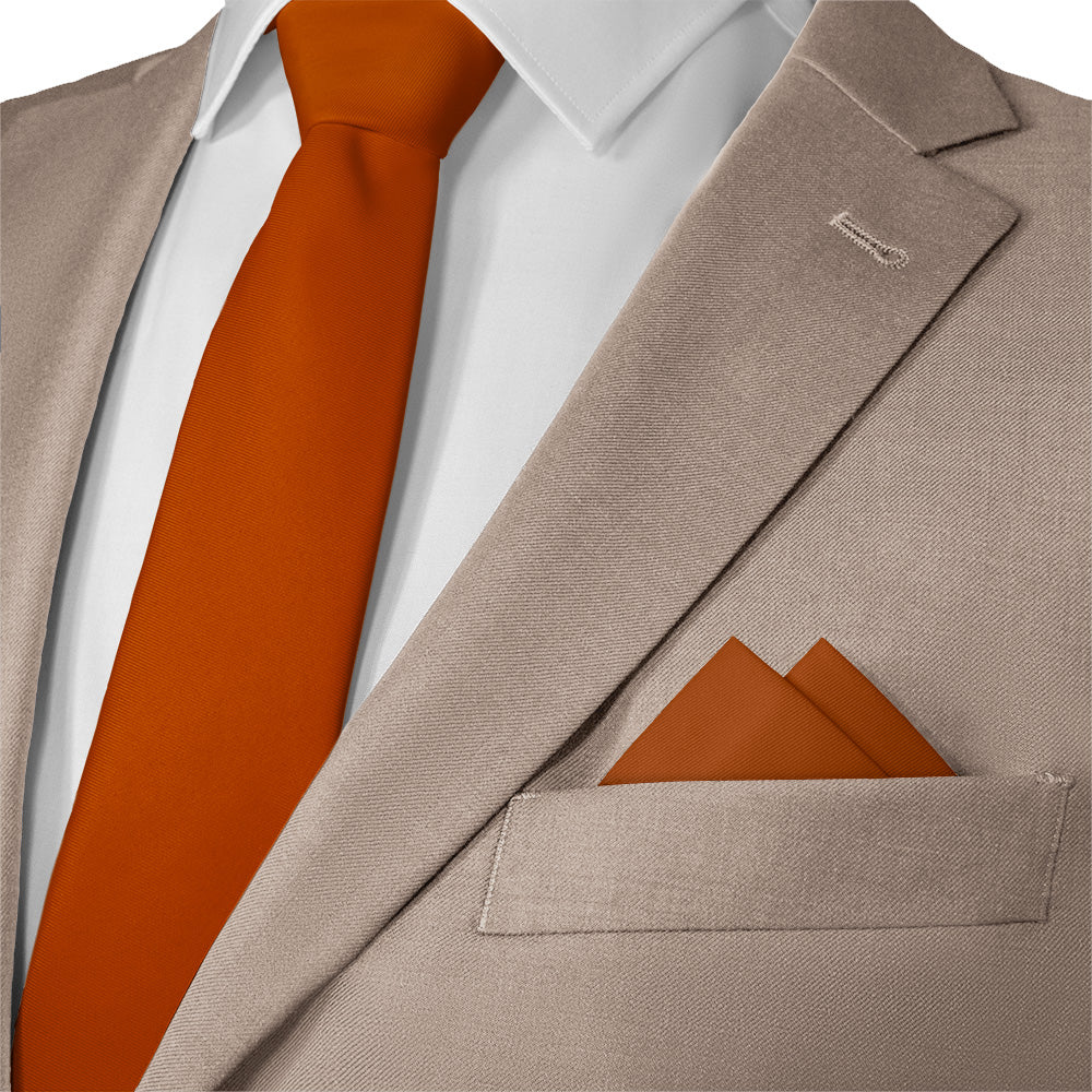 Azazie Burnt Orange Pocket Square - Matching Necktie - Knotty Tie Co.