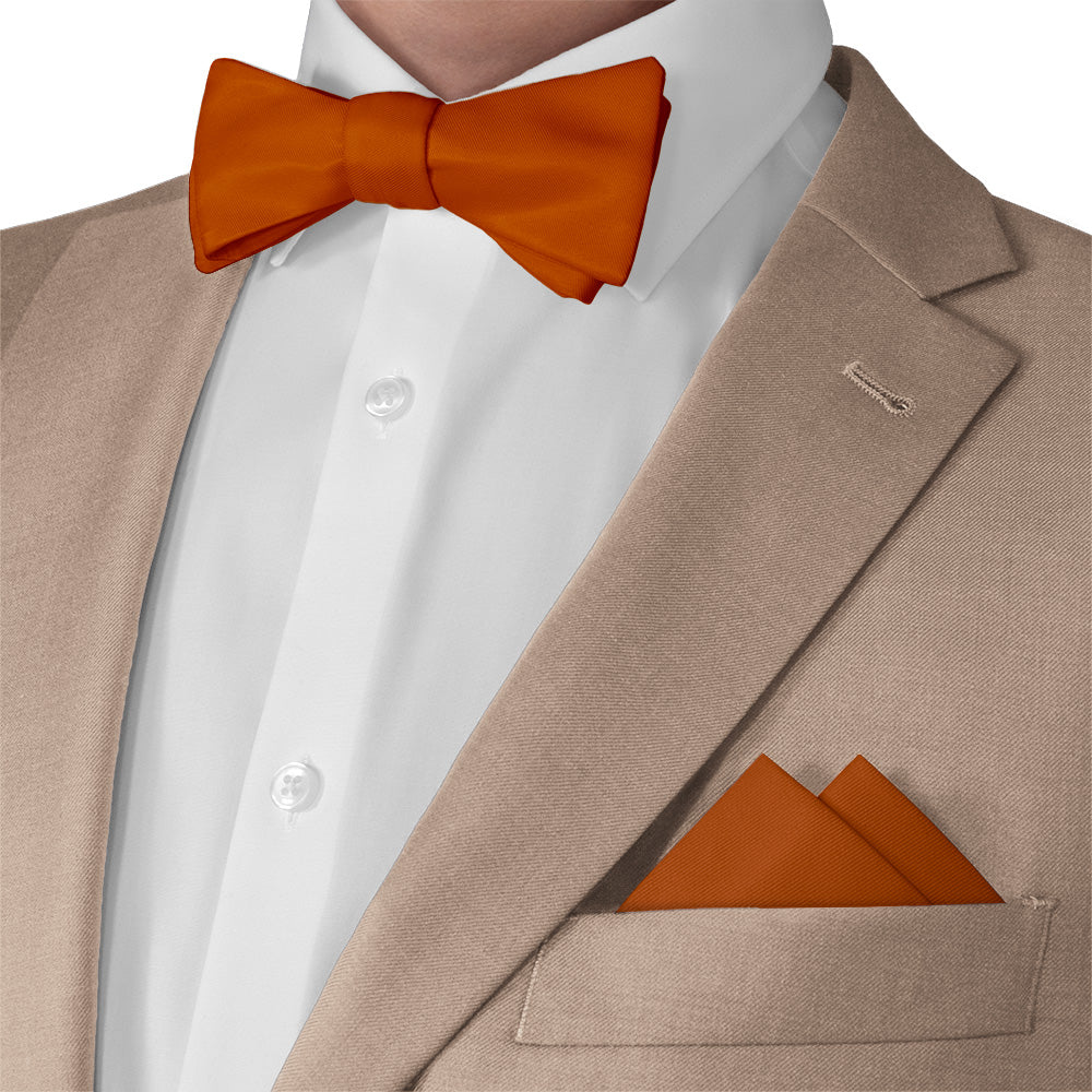Azazie Burnt Orange Pocket Square - Matching Bow Tie - Knotty Tie Co.