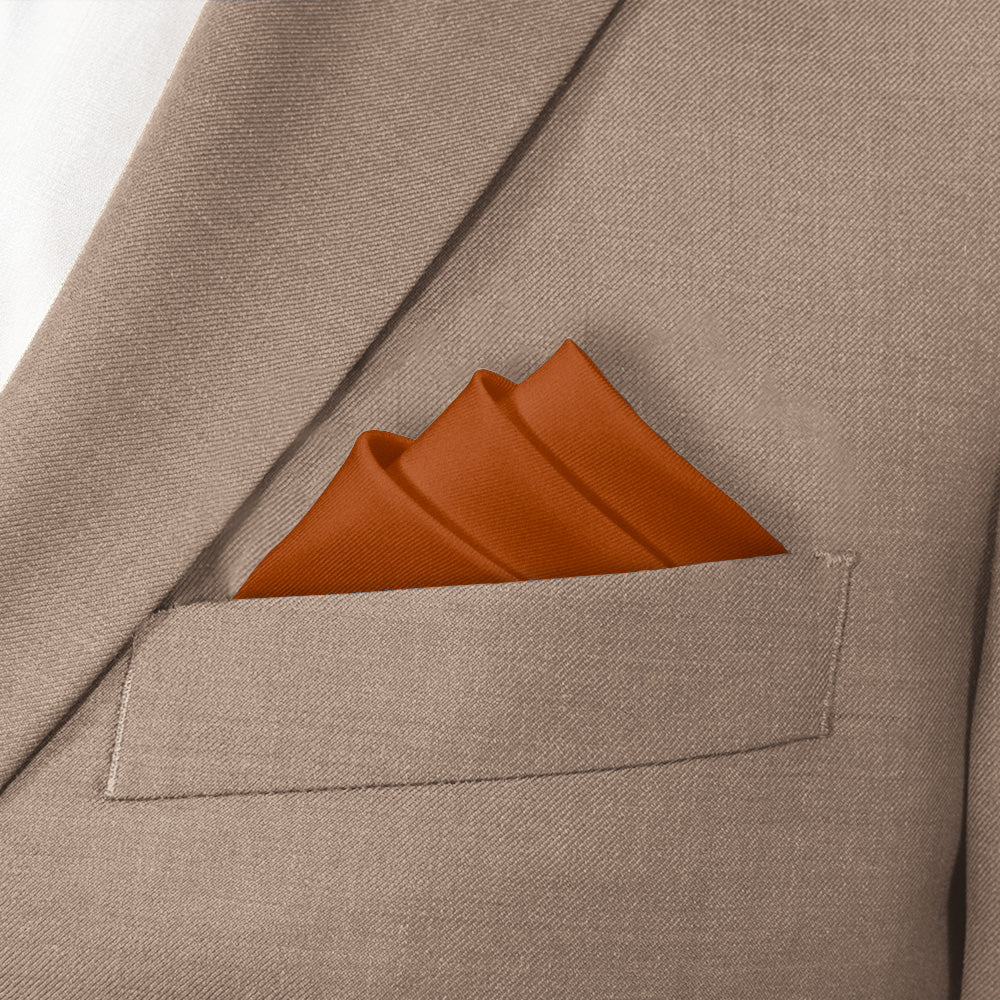 Azazie Burnt Orange Pocket Square - Stairs Fold - Knotty Tie Co.