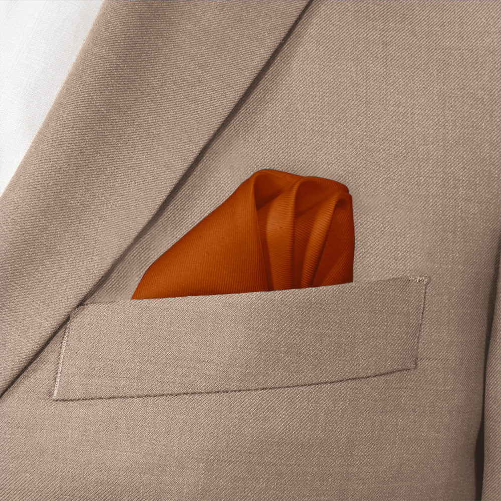 Azazie Burnt Orange Pocket Square - Wave Fold - Knotty Tie Co.