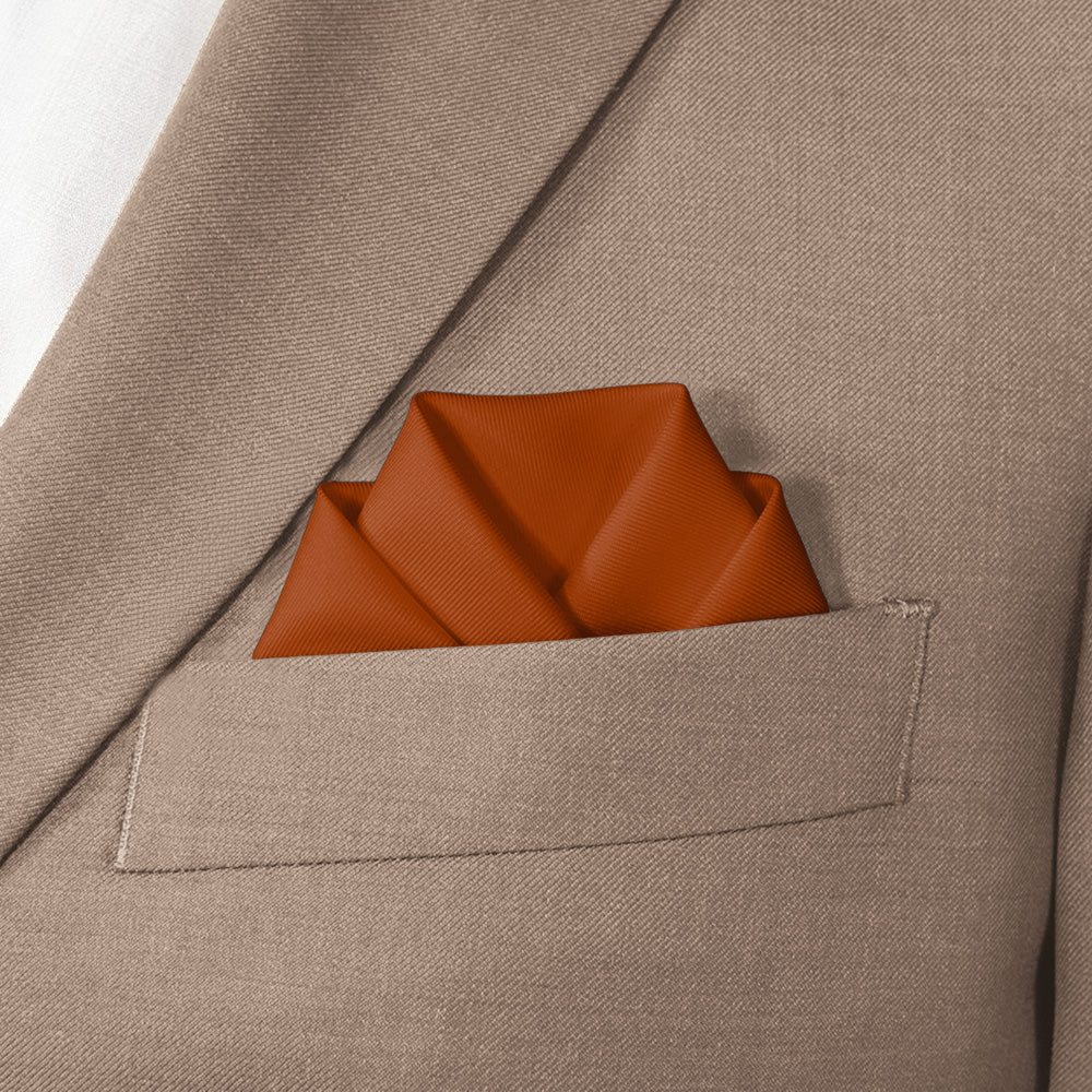Azazie Burnt Orange Pocket Square - Scalloped Fold - Knotty Tie Co.