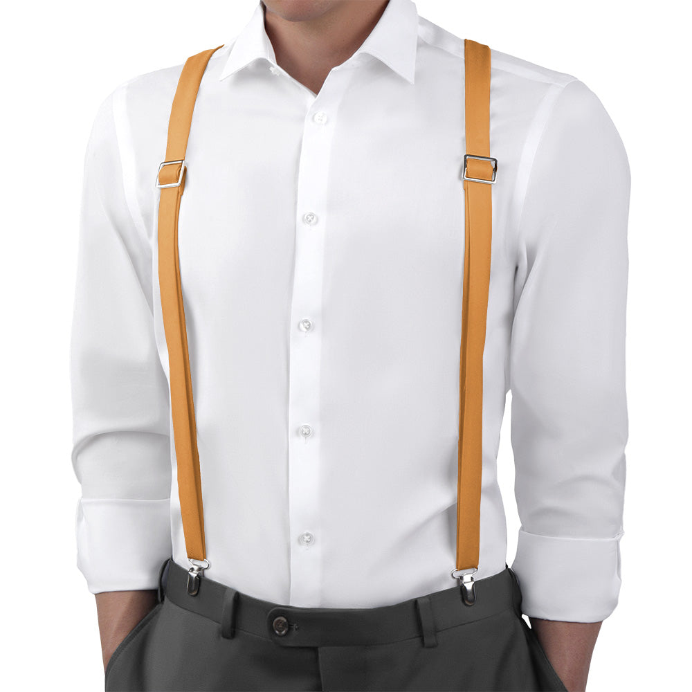 Azazie Butterscotch Suspenders - On Model Back View - Knotty Tie Co.