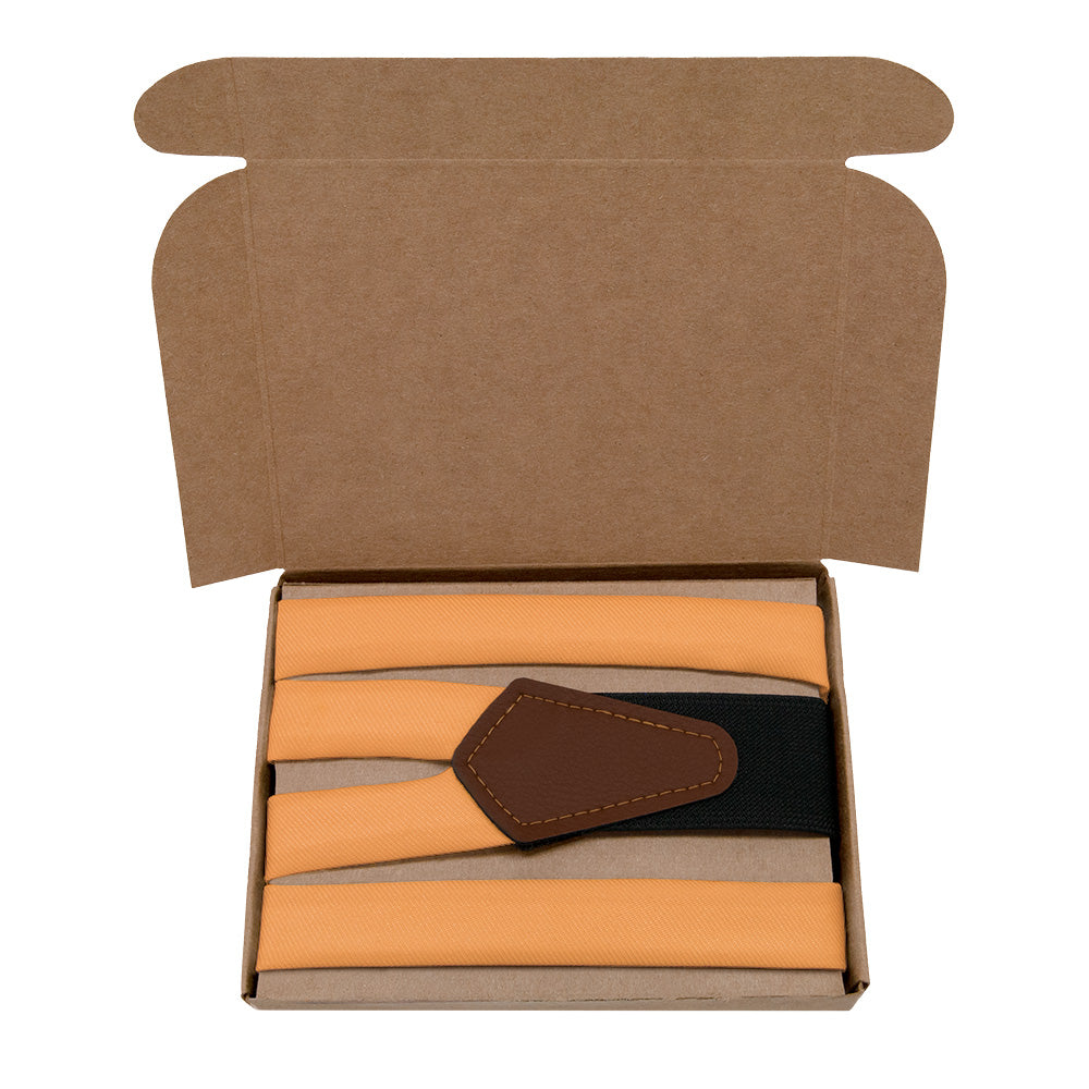 Azazie Butterscotch Suspenders - Kraft Gift Box Packaging - Knotty Tie Co.