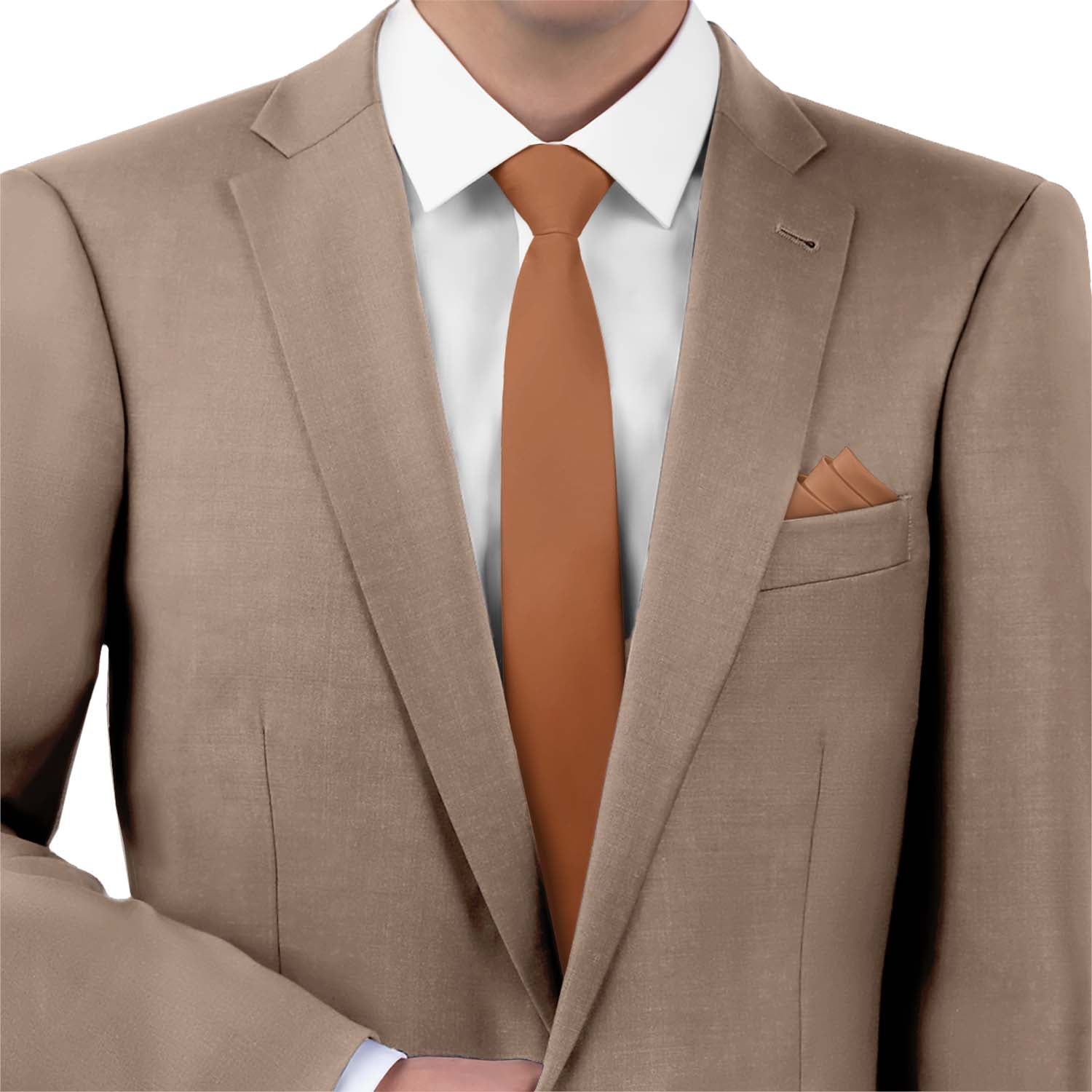 Azazie Cinnamon Necktie - Matching Pocket Square - Knotty Tie Co.