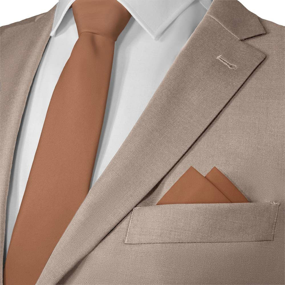 Azazie Cinnamon Pocket Square - Matching Necktie - Knotty Tie Co.