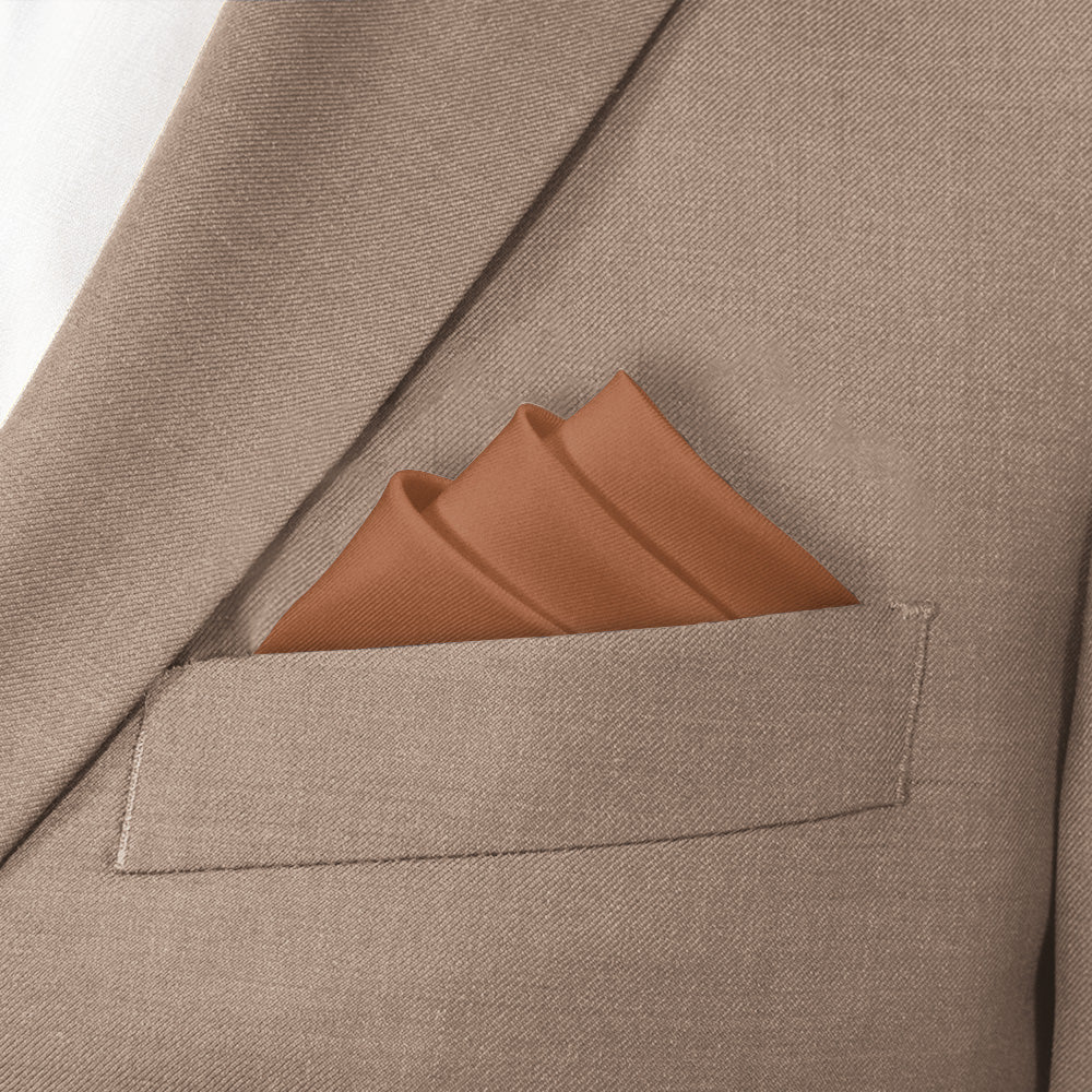 Azazie Cinnamon Pocket Square - Stairs Fold - Knotty Tie Co.