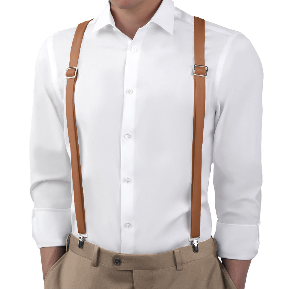 Azazie Cinnamon Suspenders - On Model Back View - Knotty Tie Co.