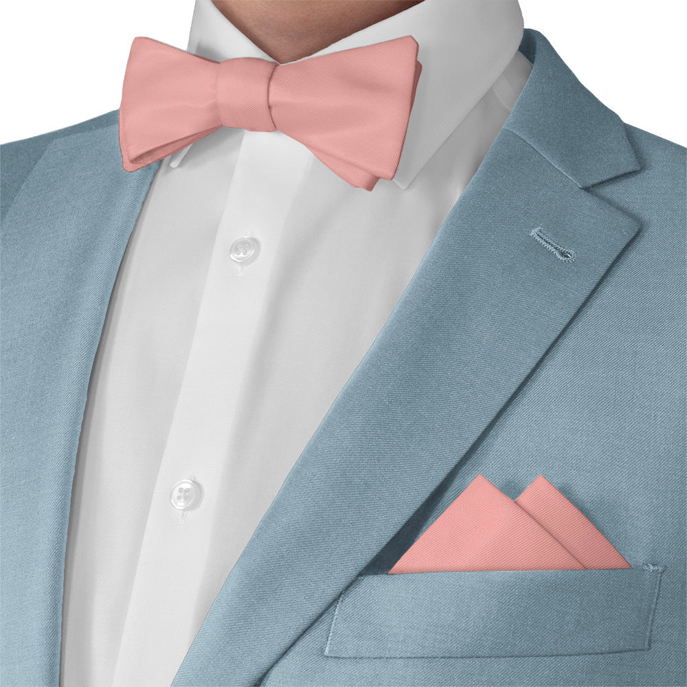 Azazie Coral Pocket Square - Matching Bow Tie - Knotty Tie Co.