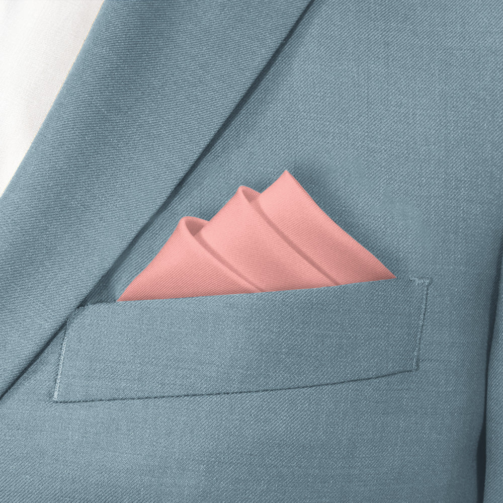 Azazie Coral Pocket Square - Stairs Fold - Knotty Tie Co.
