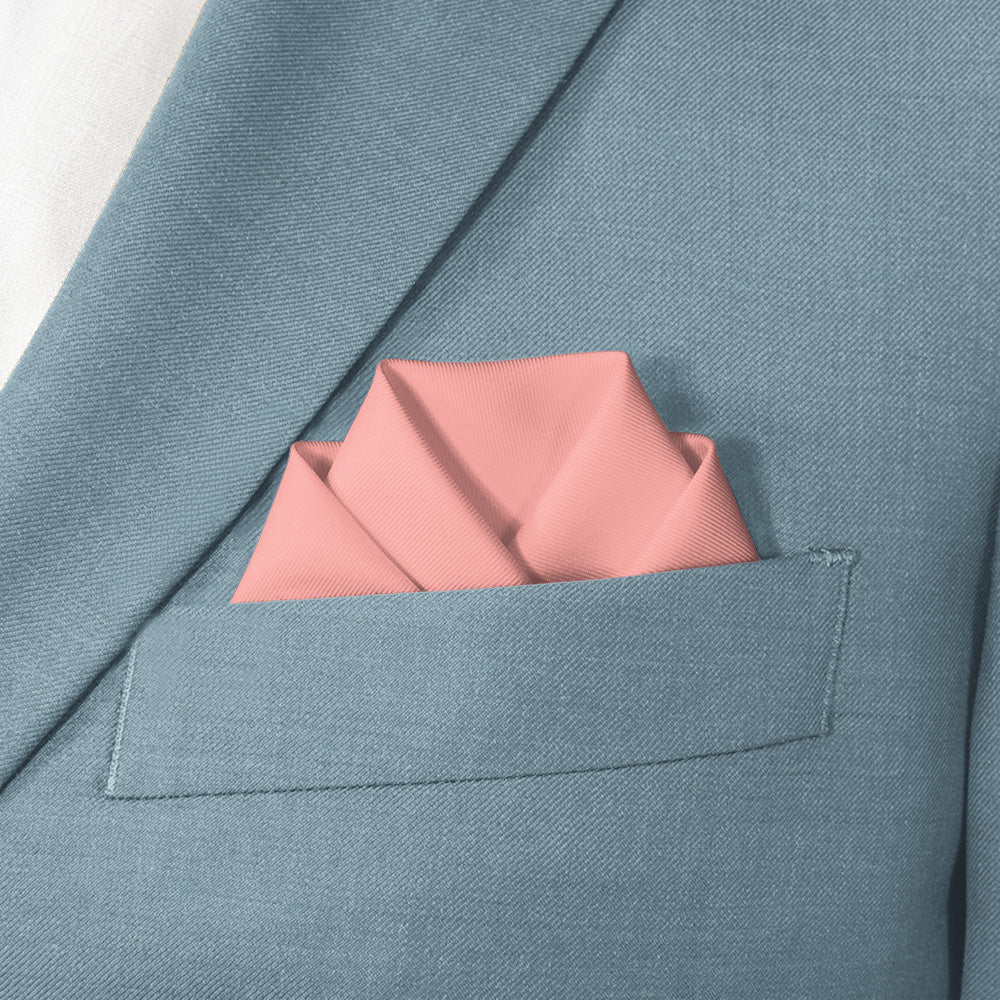 Azazie Coral Pocket Square - Scalloped Fold - Knotty Tie Co.