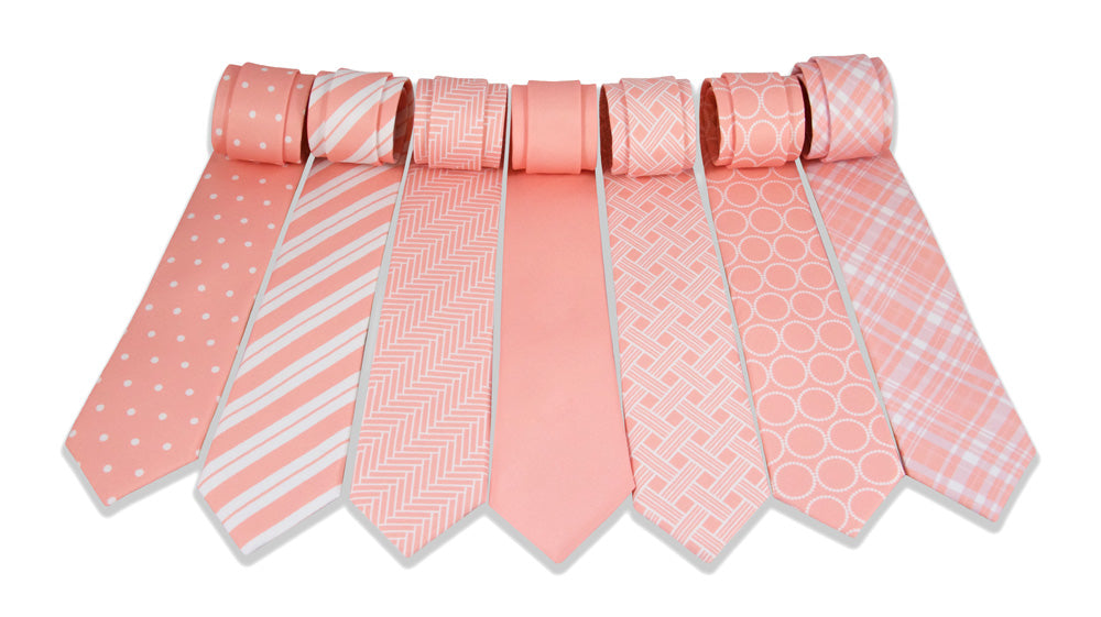 Unique set of wedding ties in pink color with different patterns