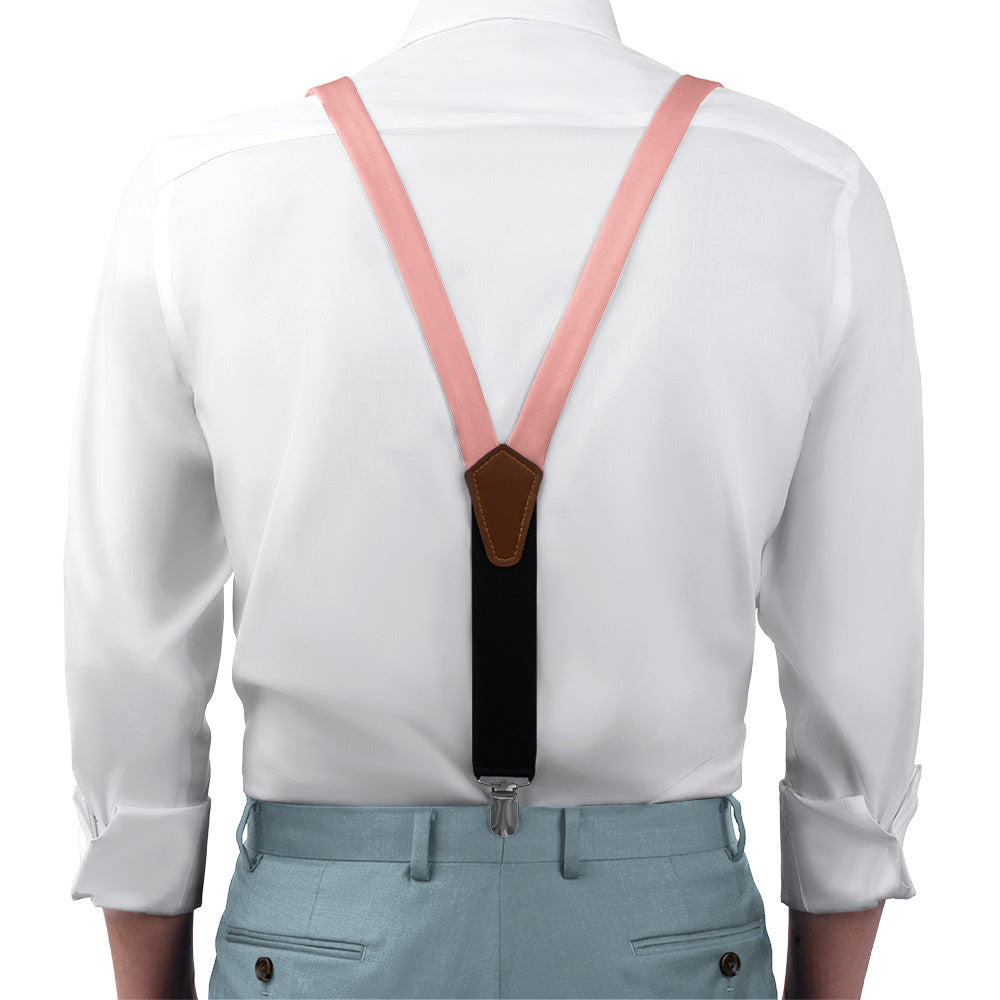 Azazie Coral Suspenders - On Model Front View - Knotty Tie Co.