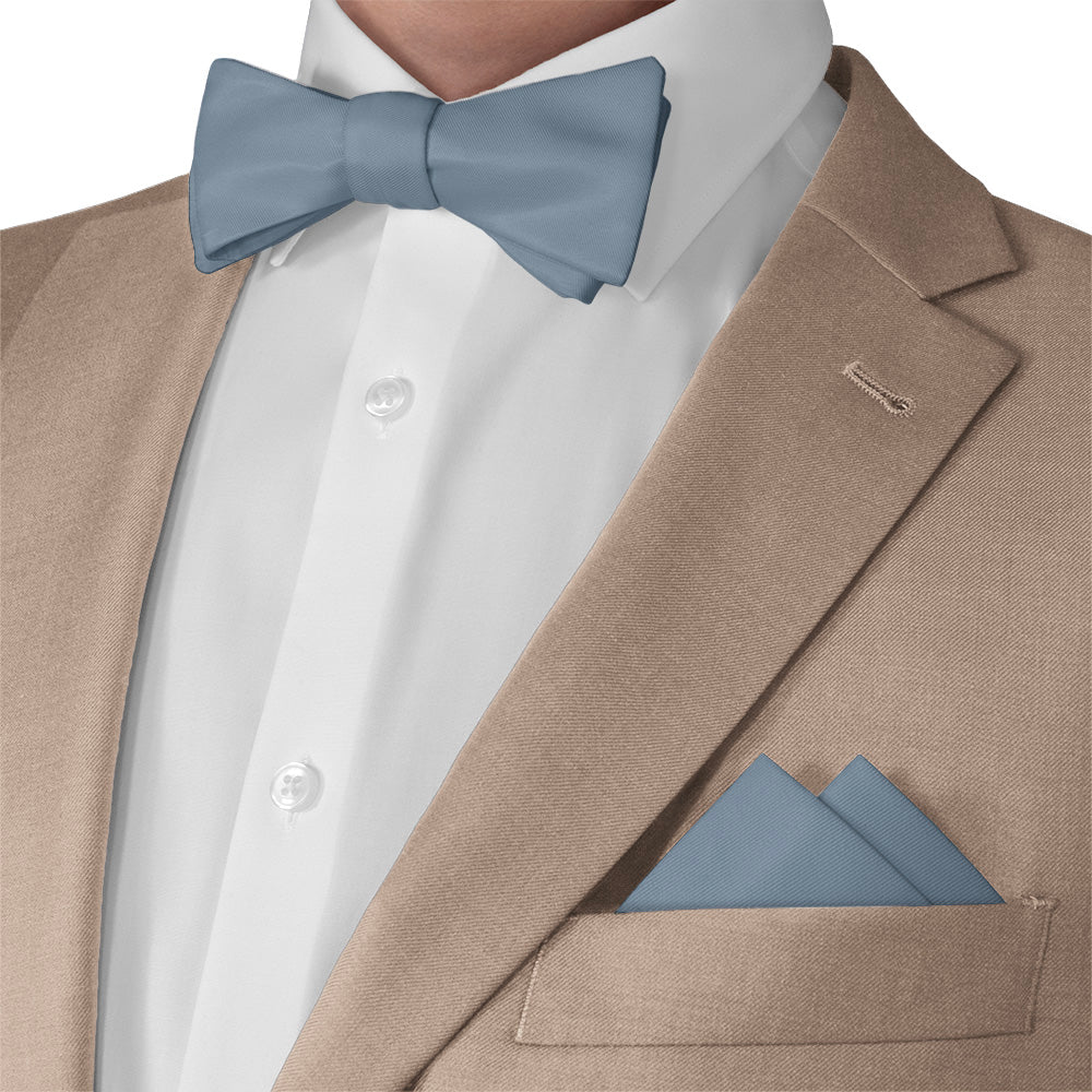 Azazie Dusty Blue Pocket Square - Matching Bow Tie - Knotty Tie Co.