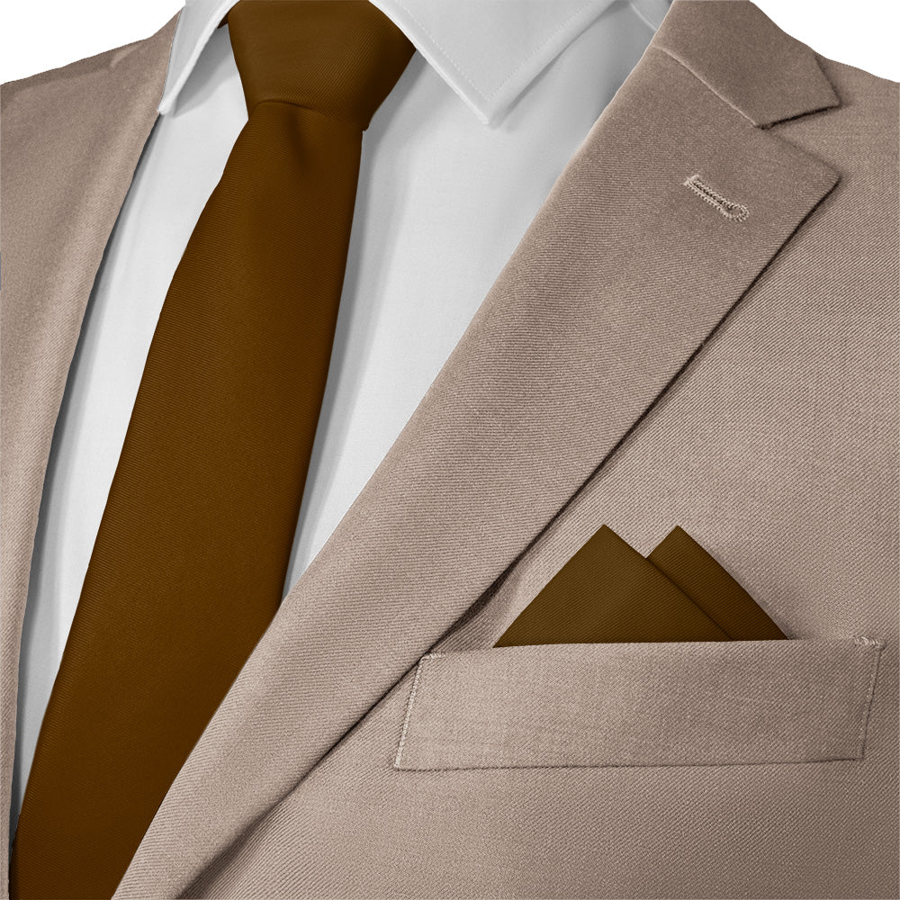 Azazie Espresso Pocket Square - Matching Necktie - Knotty Tie Co.