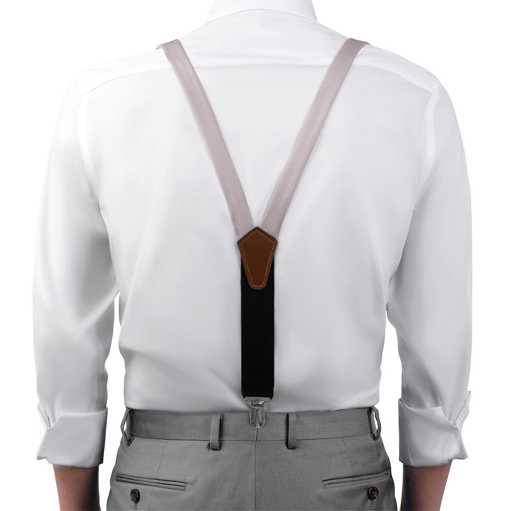 Azazie Frosted Lilac Suspenders - On Model Front View - Knotty Tie Co.