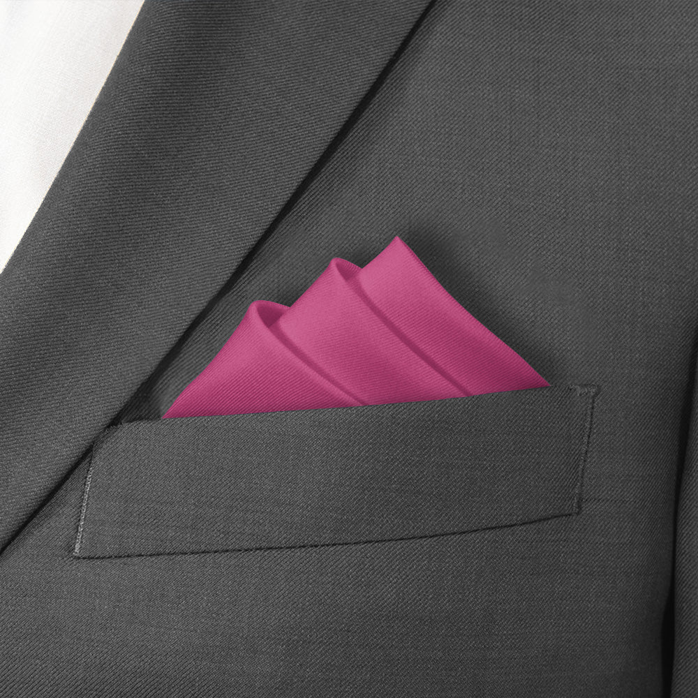 Azazie Fuchsia Pocket Square - Stairs Fold - Knotty Tie Co.