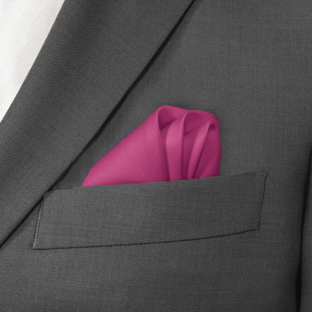 Azazie Fuchsia Pocket Square - Wave Fold - Knotty Tie Co.