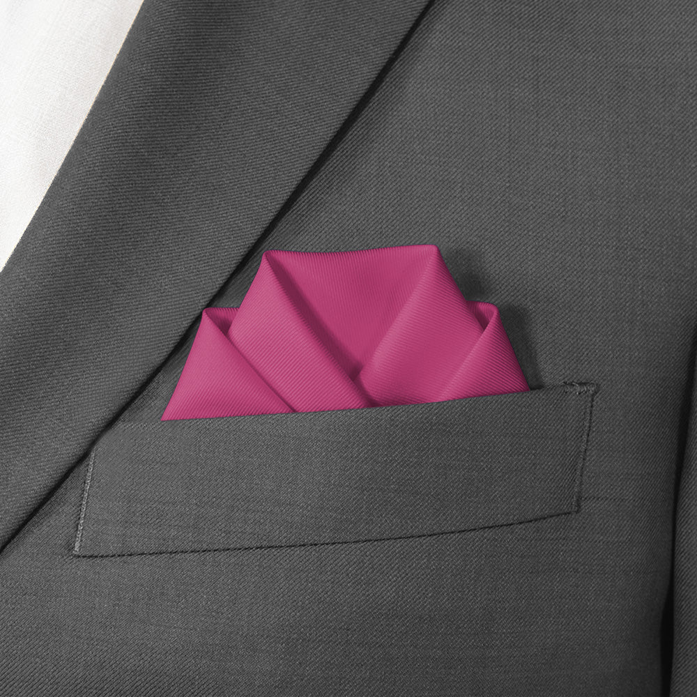 Azazie Fuchsia Pocket Square - Scalloped Fold - Knotty Tie Co.