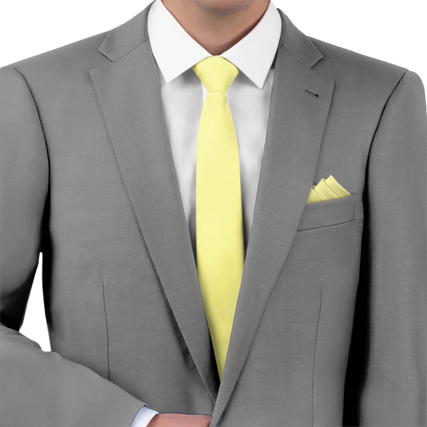 Azazie Lemon Sorbet Necktie - Matching Pocket Square - Knotty Tie Co.