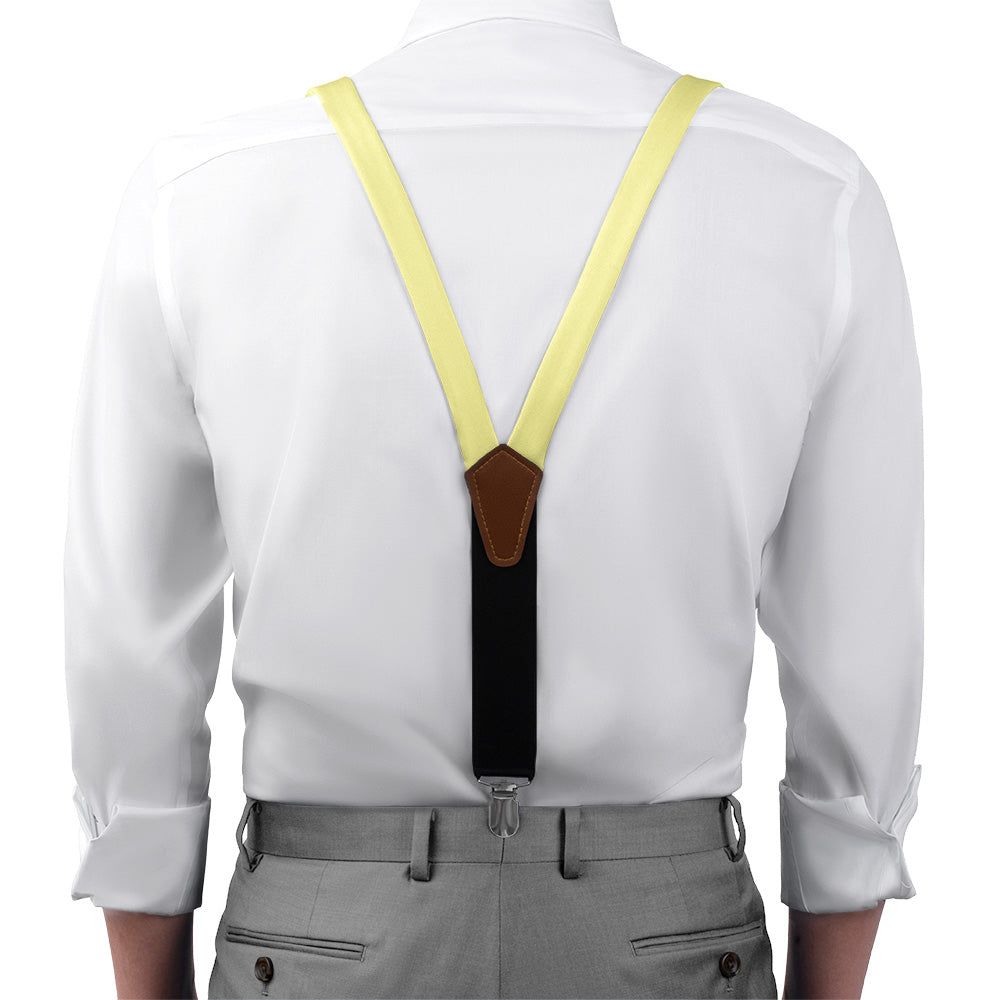 Azazie Lemon Sorbet Suspenders - On Model Front View - Knotty Tie Co.