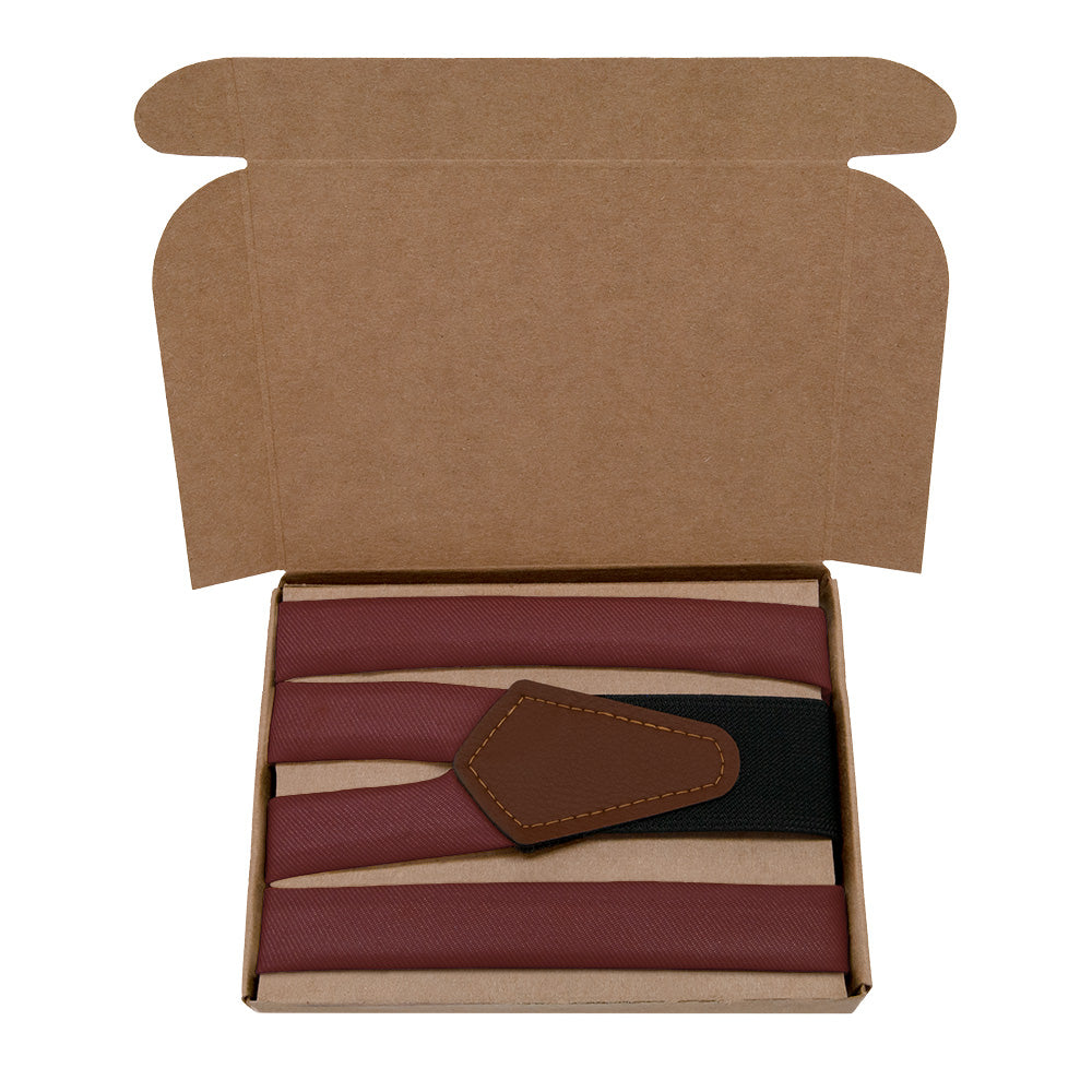 Azazie Merlot Suspenders - Kraft Gift Box Packaging - Knotty Tie Co.