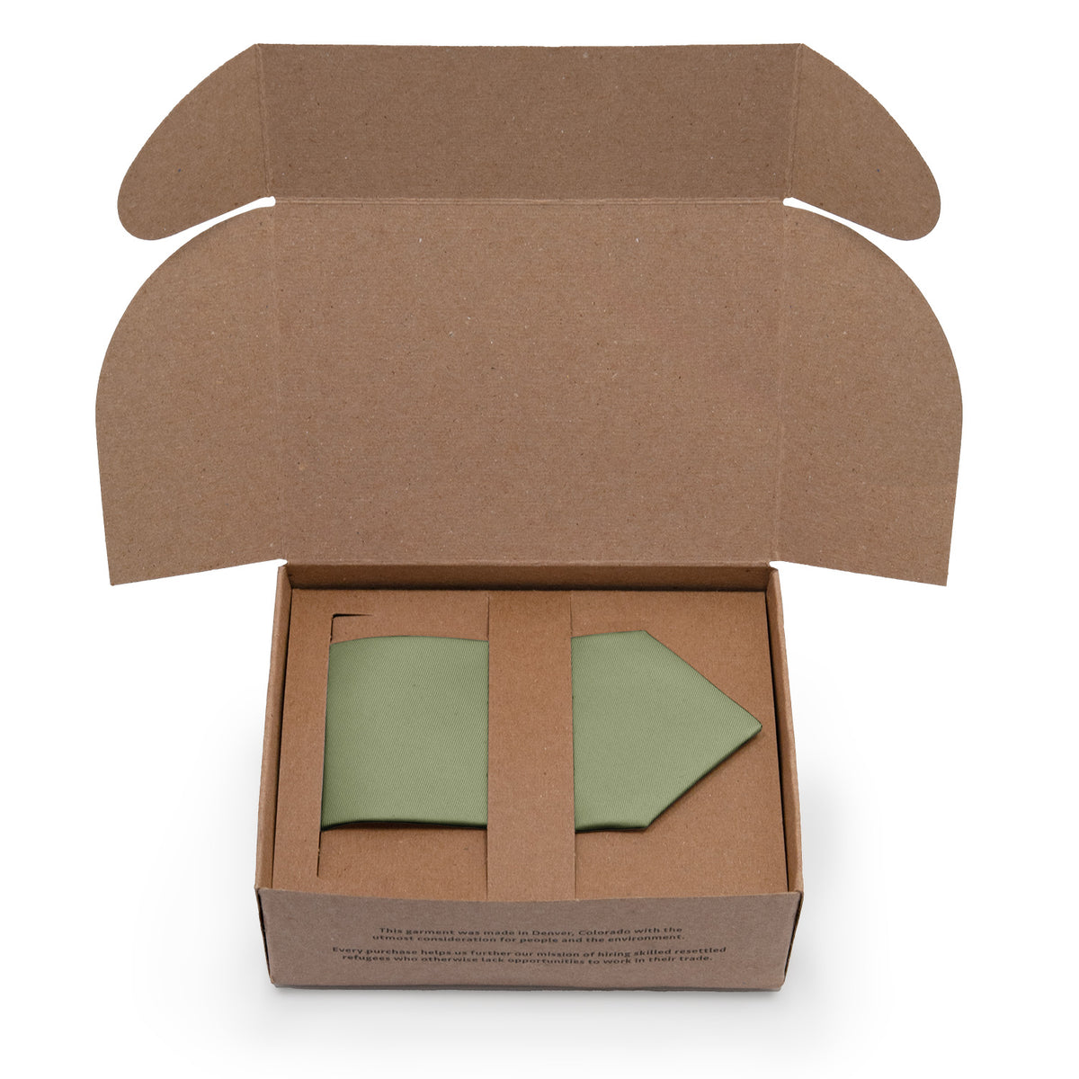 Azazie Moss Green Necktie - Packaging - Knotty Tie Co.