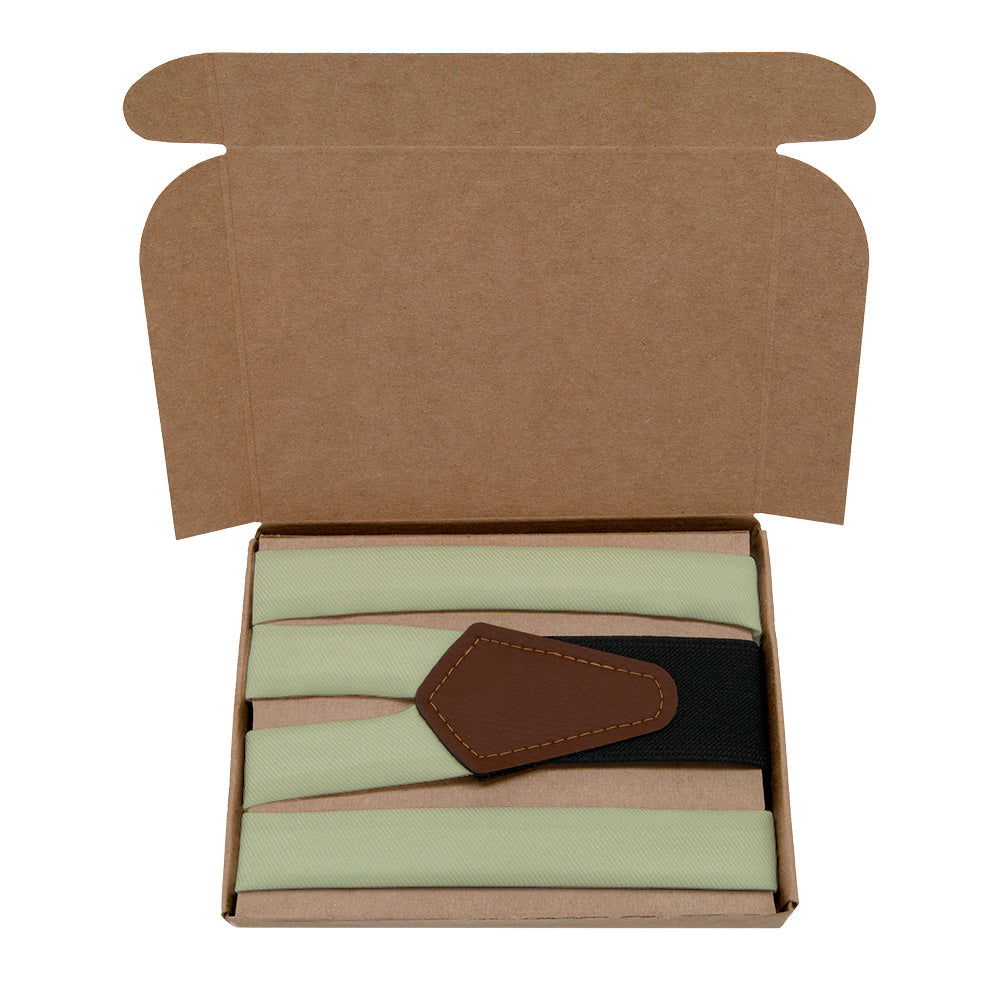 Azazie Moss Green Suspenders - Kraft Gift Box Packaging - Knotty Tie Co.