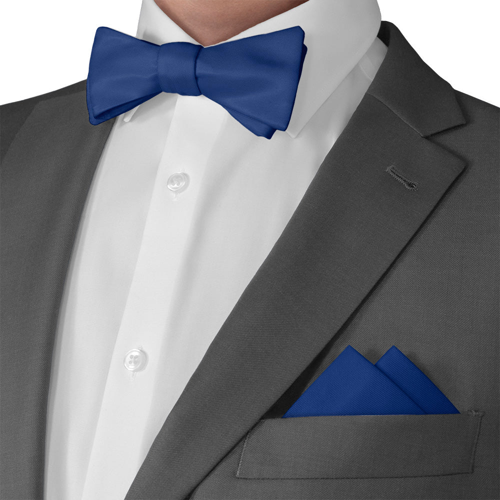 Azazie Navy Blue Pocket Square - Matching Bow Tie - Knotty Tie Co.