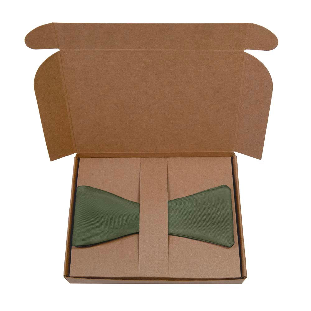 Azazie Olive Bow Tie- Kraft Gift Box Packaging - Knotty Tie Co.