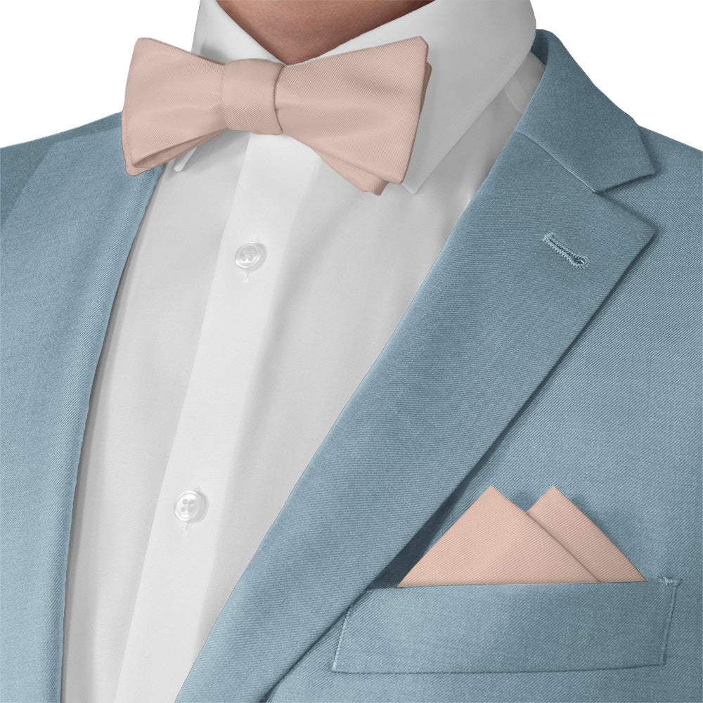 Azazie Pearl Pink Pocket Square - Matching Bow Tie - Knotty Tie Co.