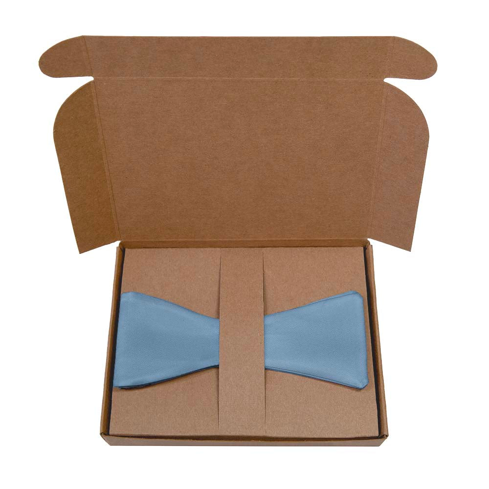 Azazie Steel Blue Bow Tie- Kraft Gift Box Packaging - Knotty Tie Co.