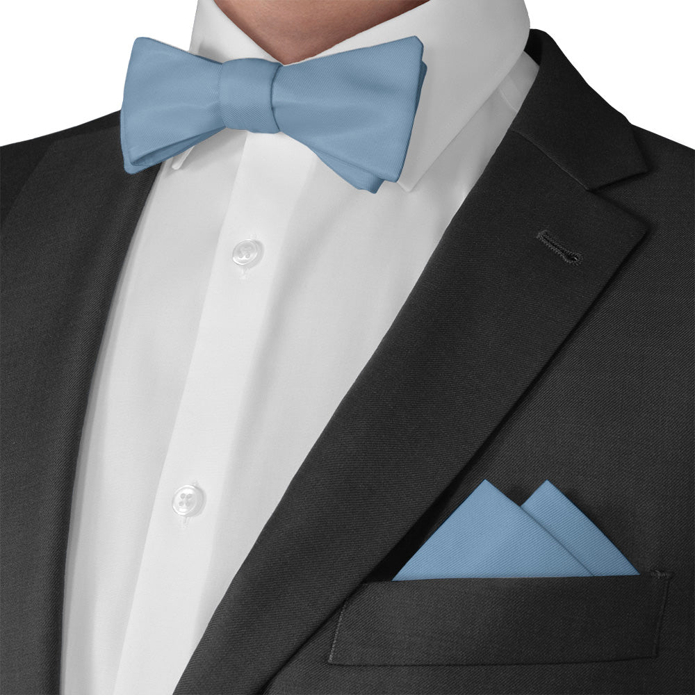 Azazie Steel Blue Pocket Square - Matching Bow Tie - Knotty Tie Co.
