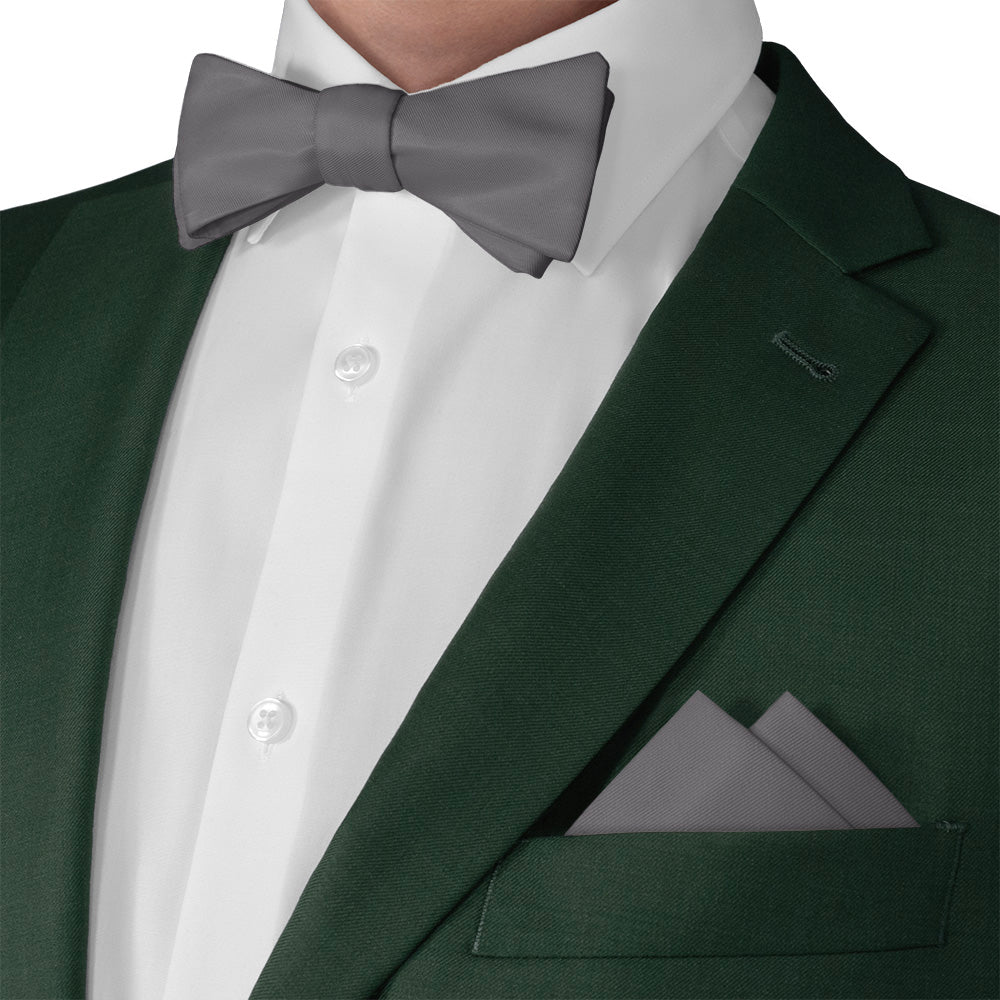 Azazie Steel Grey Pocket Square - Matching Bow Tie - Knotty Tie Co.