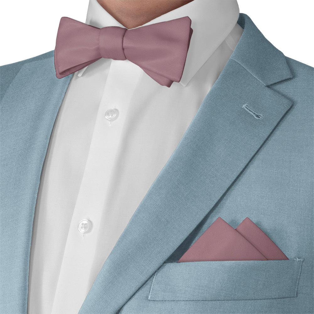 Azazie Vintage Mauve Pocket Square - Matching Bow Tie - Knotty Tie Co.