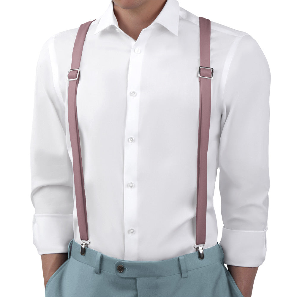 Azazie Vintage Mauve Suspenders - On Model Back View - Knotty Tie Co.