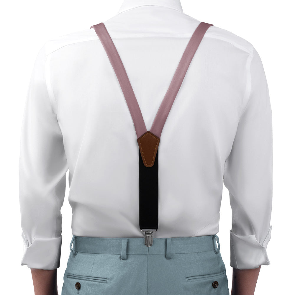 Azazie Vintage Mauve Suspenders - On Model Front View - Knotty Tie Co.