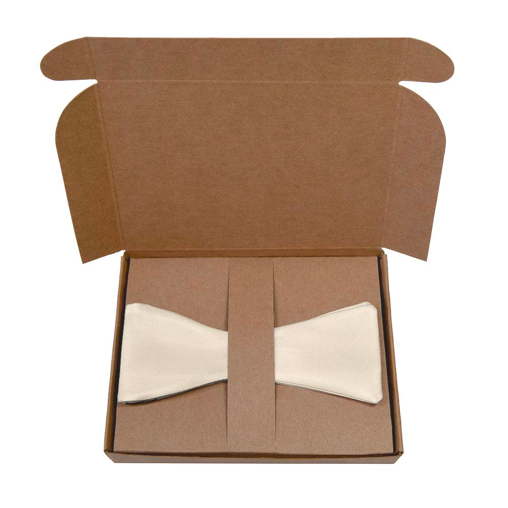 Azazie White Alabaster Bow Tie- Kraft Gift Box Packaging - Knotty Tie Co.