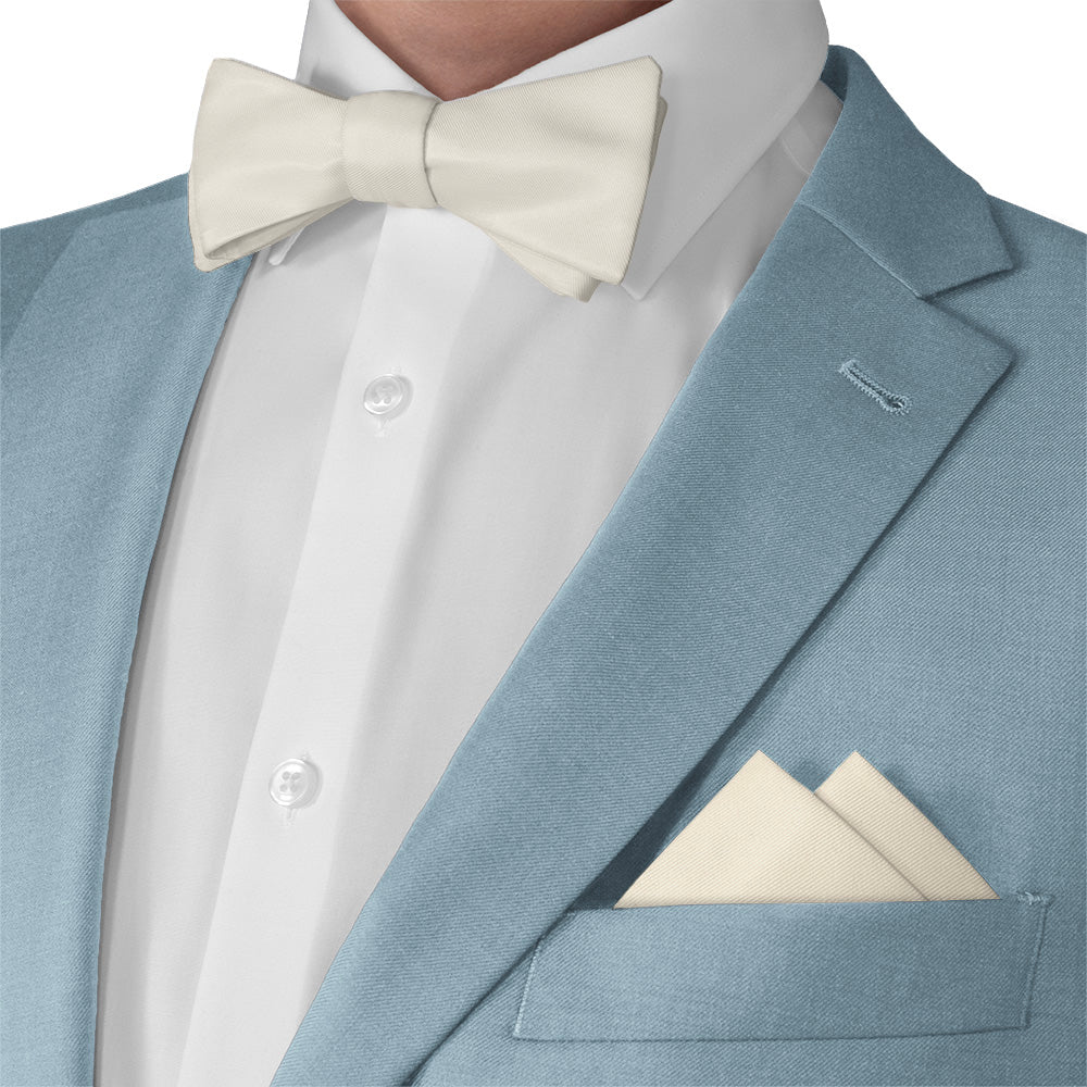 Azazie White Alabaster Pocket Square - Matching Bow Tie - Knotty Tie Co.