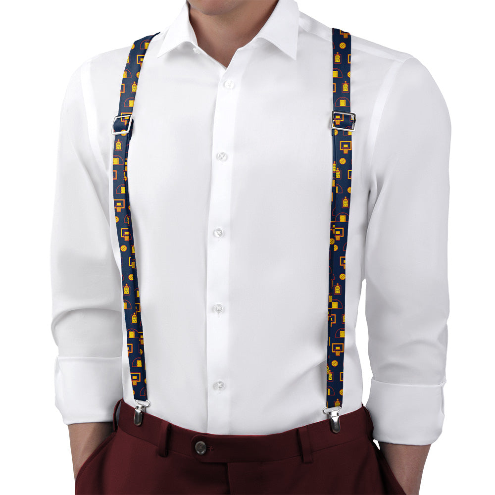 Backcourt Basketball Suspenders - On Model Back View - Knotty Tie Co.
