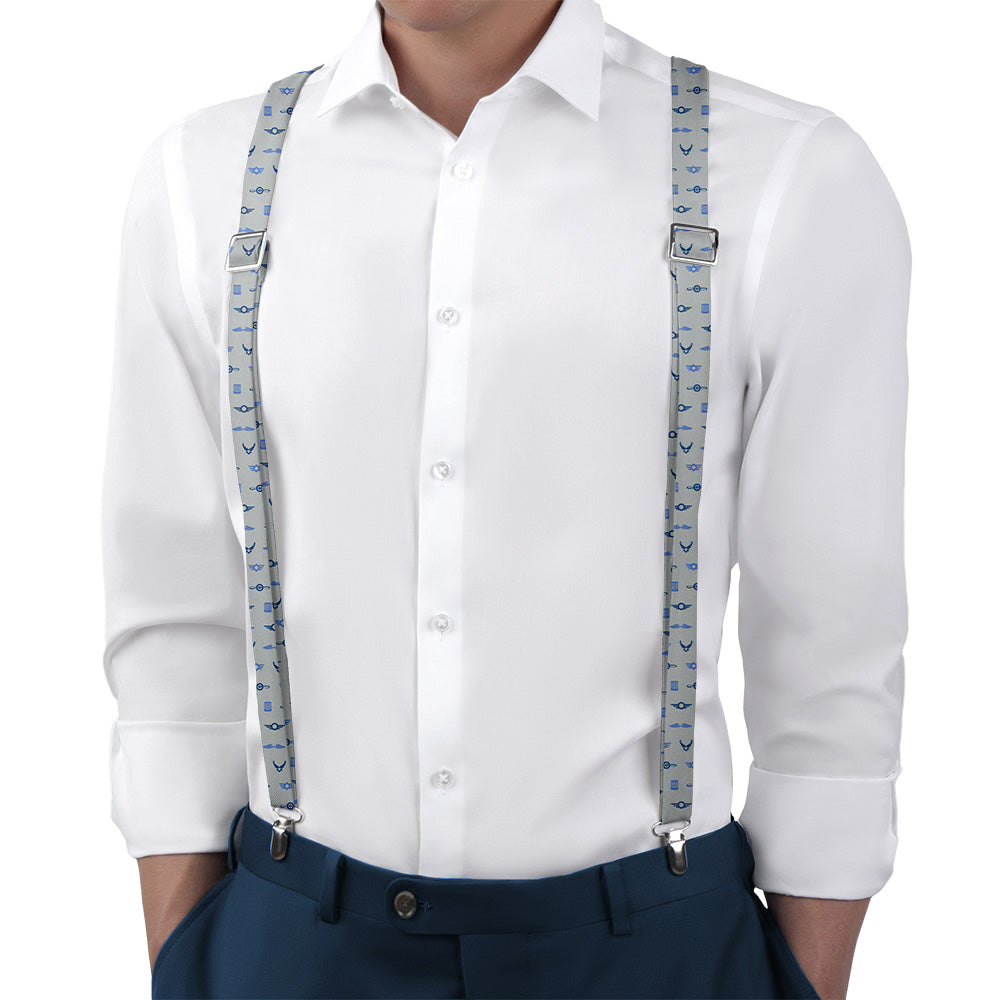 Badge of Honor Suspenders - On Model Back View - Knotty Tie Co.