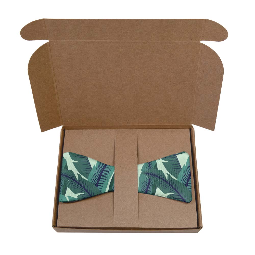Banana Leaves Bow Tie- Kraft Gift Box Packaging - Knotty Tie Co.