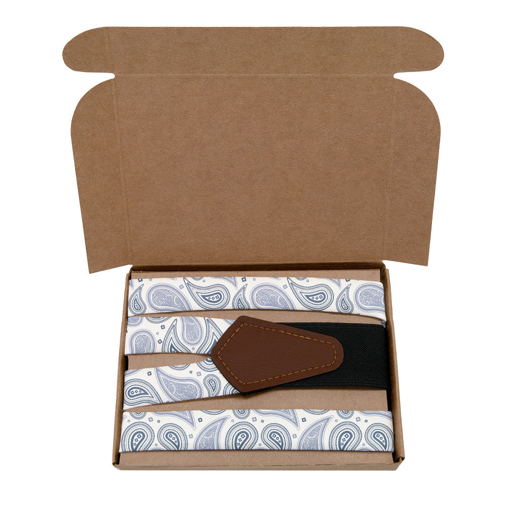 Bandana Paisley Suspenders - Kraft Gift Box Packaging - Knotty Tie Co.
