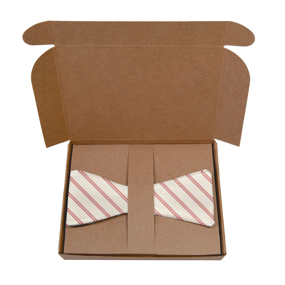 Baseball Stripe Bow Tie - Kraft Gift Box Packaging - Knotty Tie Co.
