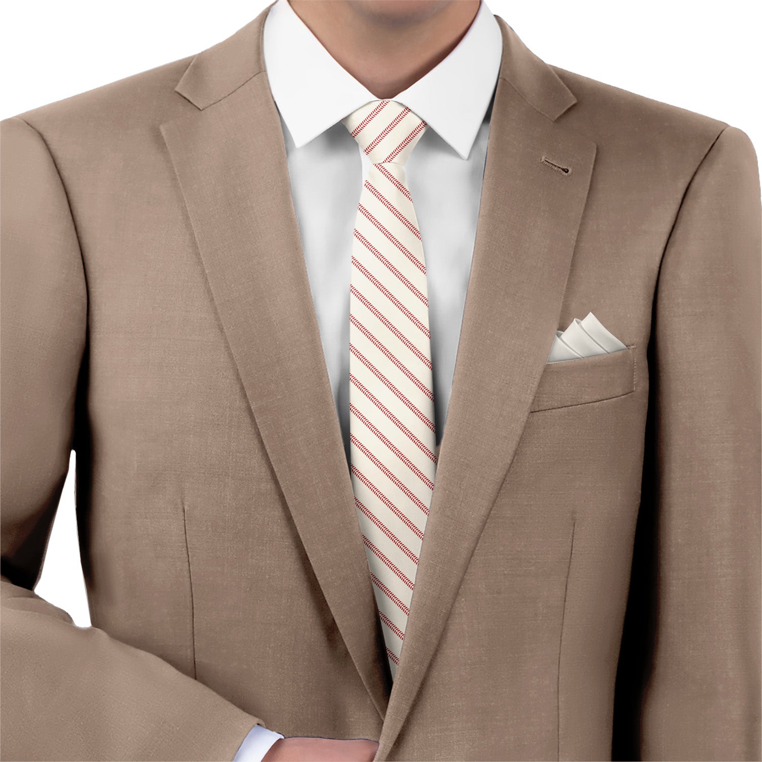 Baseball Stripe Necktie - Matching Pocket Square - Knotty Tie Co.