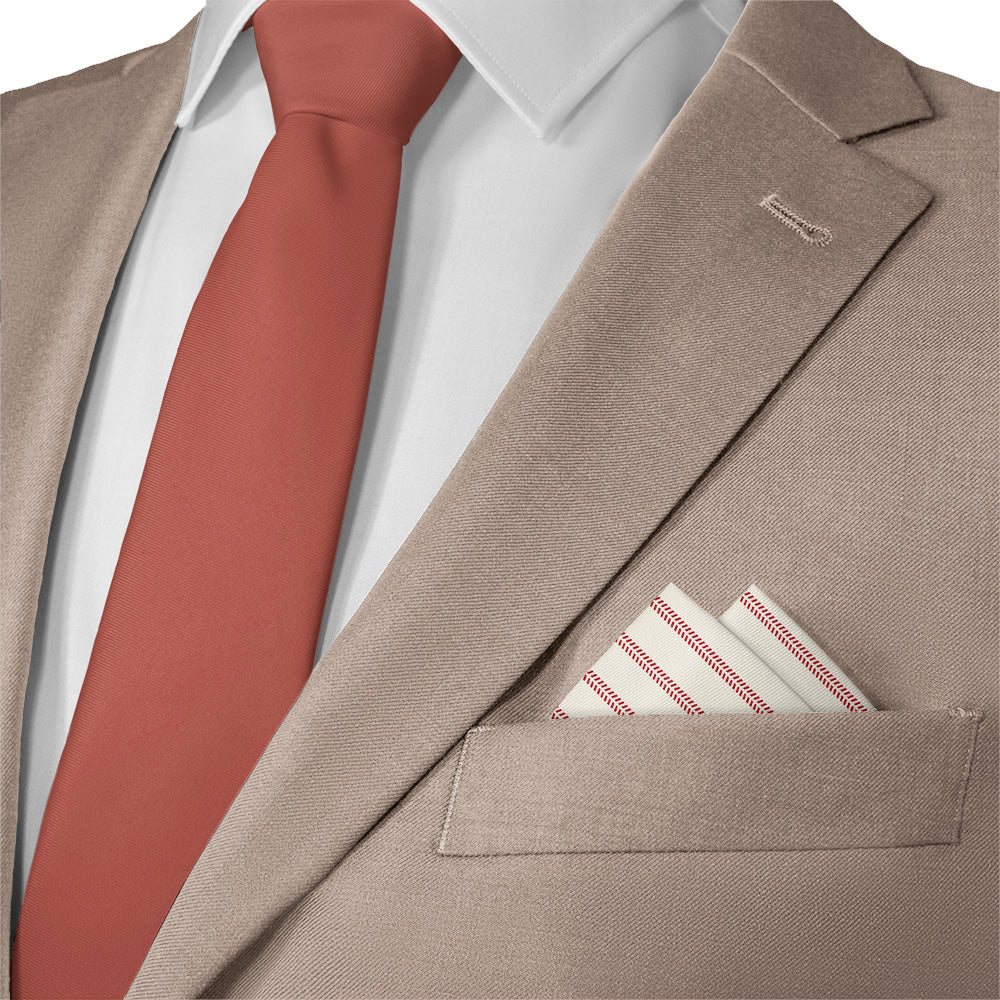 Baseball Stripe Pocket Square - Matching Necktie - Knotty Tie Co.